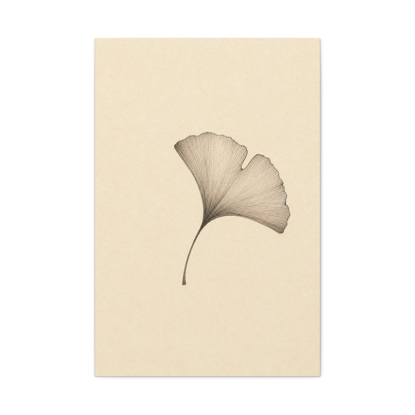 Ginkgo Leaf Canvas Wall Art - Minimalist Botanical Line Drawing, Neutral Beige Cotton Art Print - Contemporary Zen Style - Bedroom Wall Decor, Living Room Home Decoration - Bedroom Home Decoration