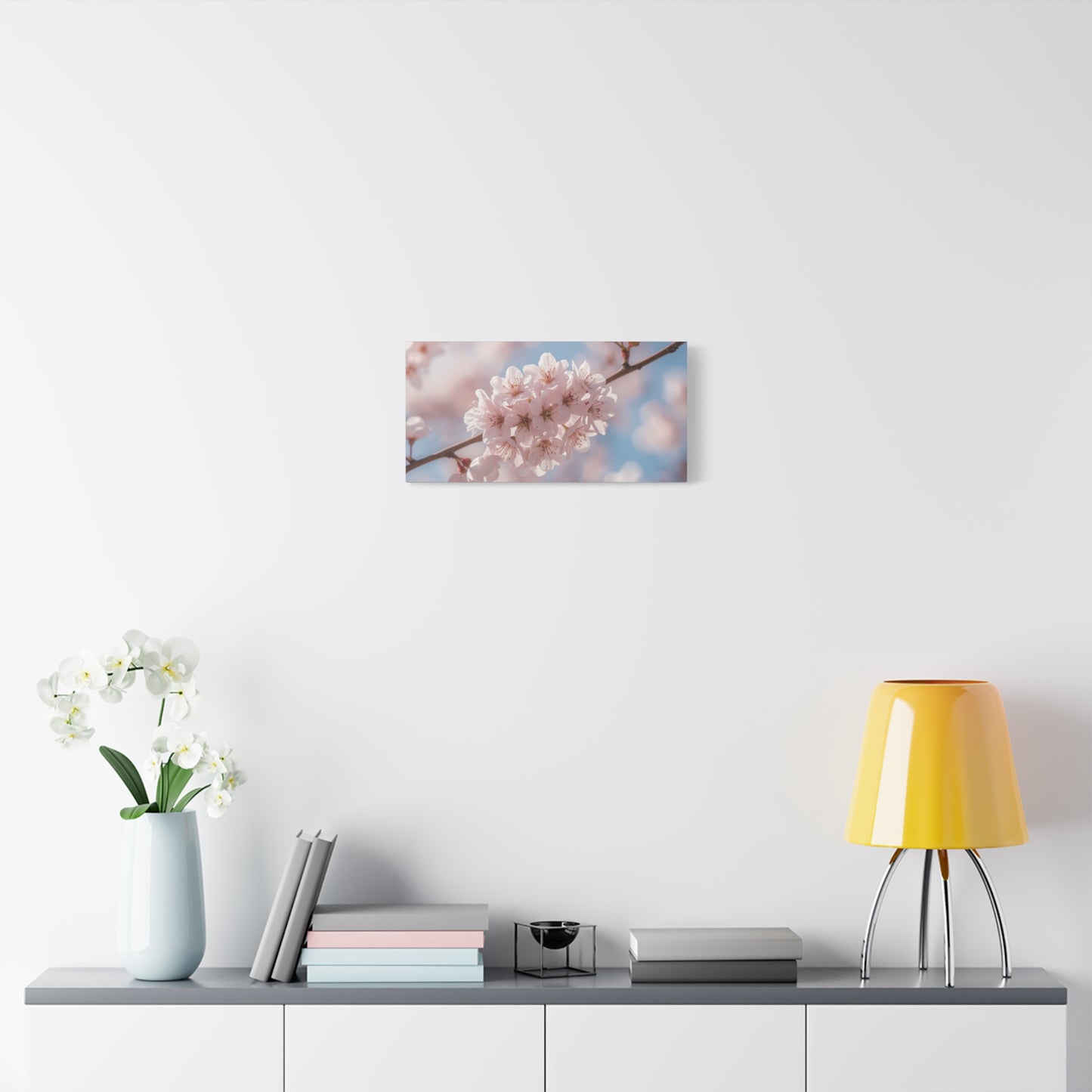 Cherry Blossom Canvas Wall Art - Soft Pink Sakura Flower Branch Art Print - Serene Floral Home Decor - Cotton Canvas Wall Hanging - Bedroom Living Room Decoration, Spa Style Accent