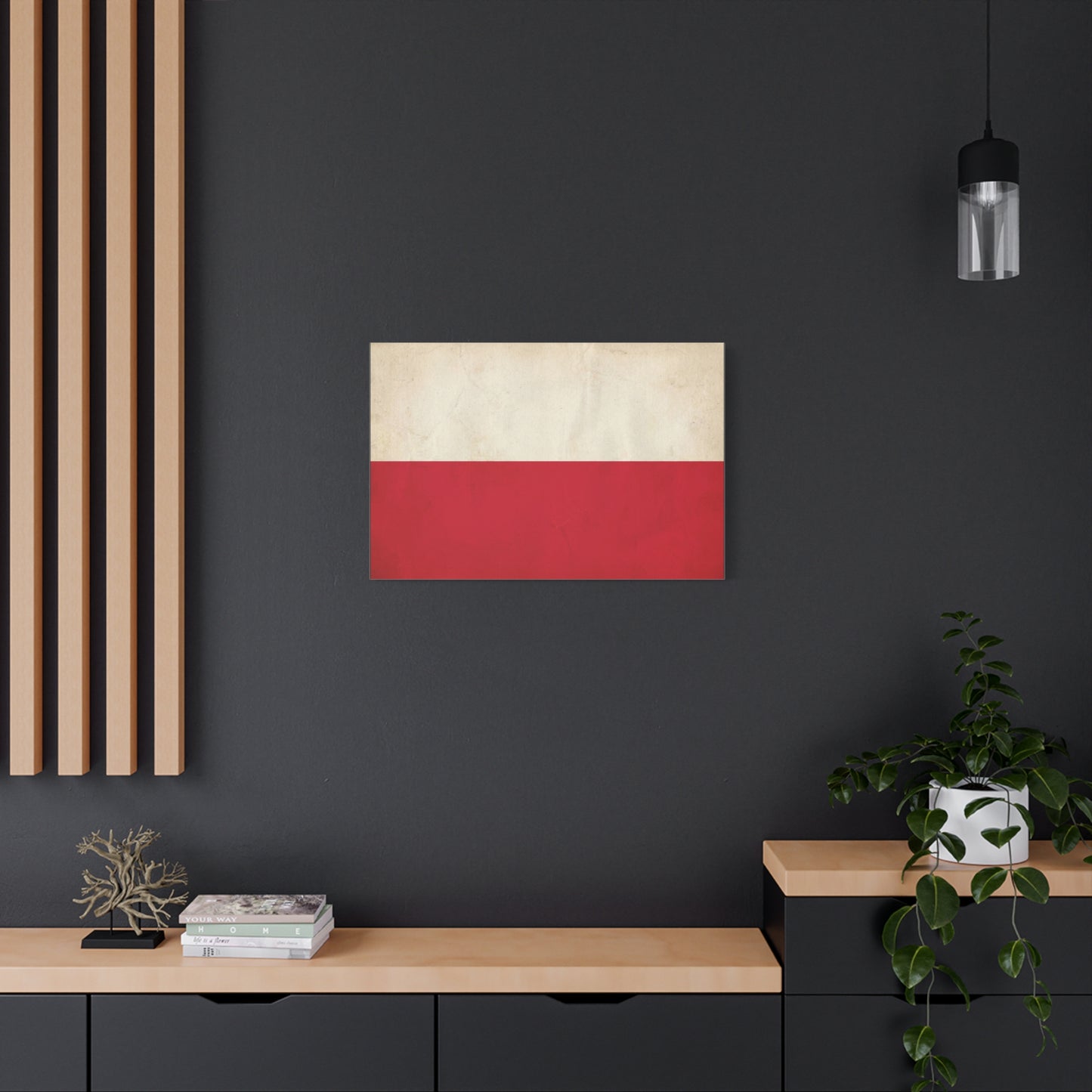 Poland Flag Canvas Wall Art - Vintage Red And White Polish Banner Print - Minimalist Patriotic Decor - Living Room Wall Decor, Bedroom Home Decoration - Bedroom Home Decoration - Cozy Reading Nook Art