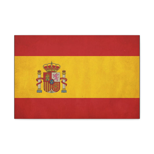 Spain Flag Canvas Wall Art - Spanish Coat Of Arms Print, Vintage Patriotic Decor - Textured Cotton Look, Traditional Style - Living Room Home Decoration - Living Room Wall Decor - Ready to Hang
