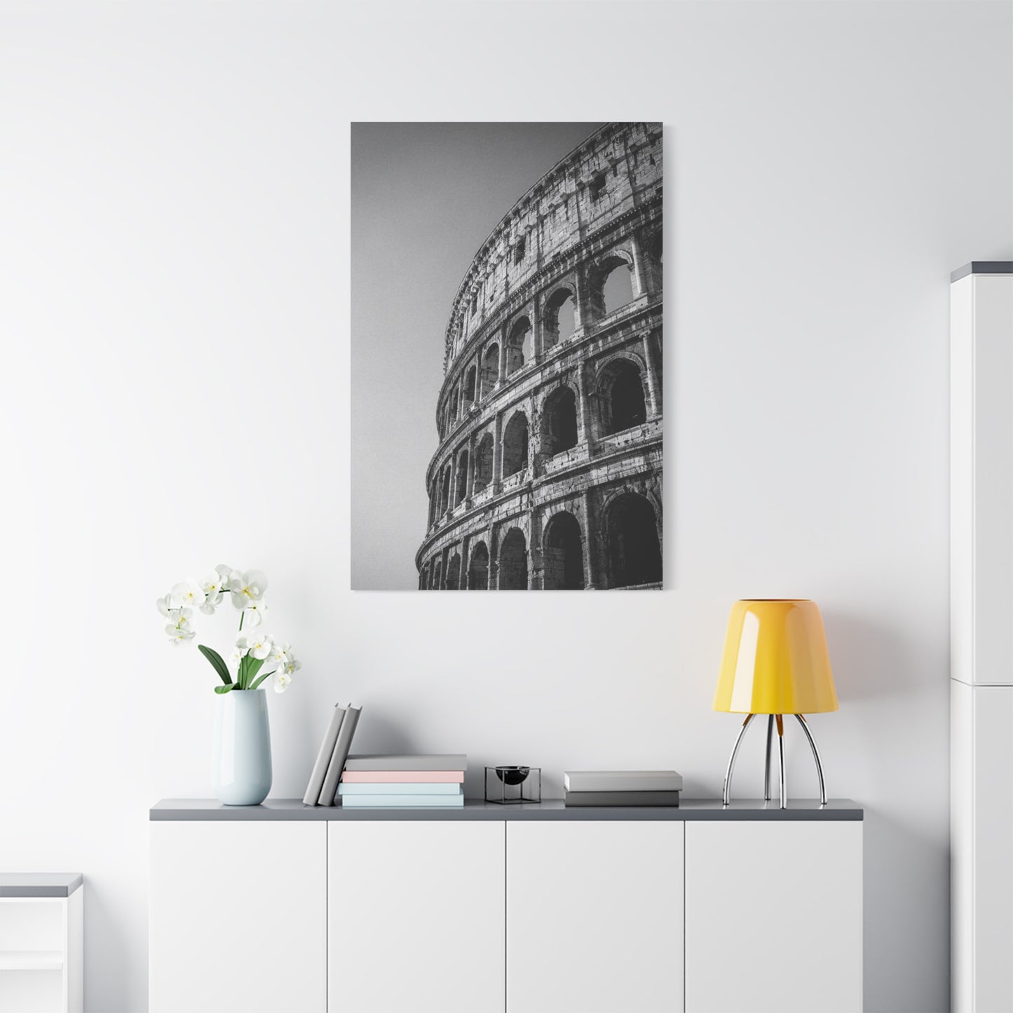 Rome Colosseum Canvas Wall Art - Black And White Architectural Art Print - Vintage Monochrome Cityscape Decor - Contemporary Living Room Wall Decor, Office Art Accent - Bedroom Home Decoration
