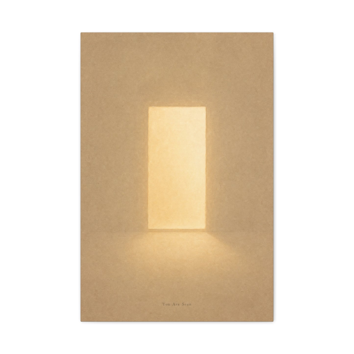 "You Are Seen" Minimalist Canvas Wall Art - Abstract Light Doorway Print, Neutral Beige Modern Home Decor - Contemporary Bedroom Wall Decor, Meditation Space Accent - Ready to Hang - Ready to Hang