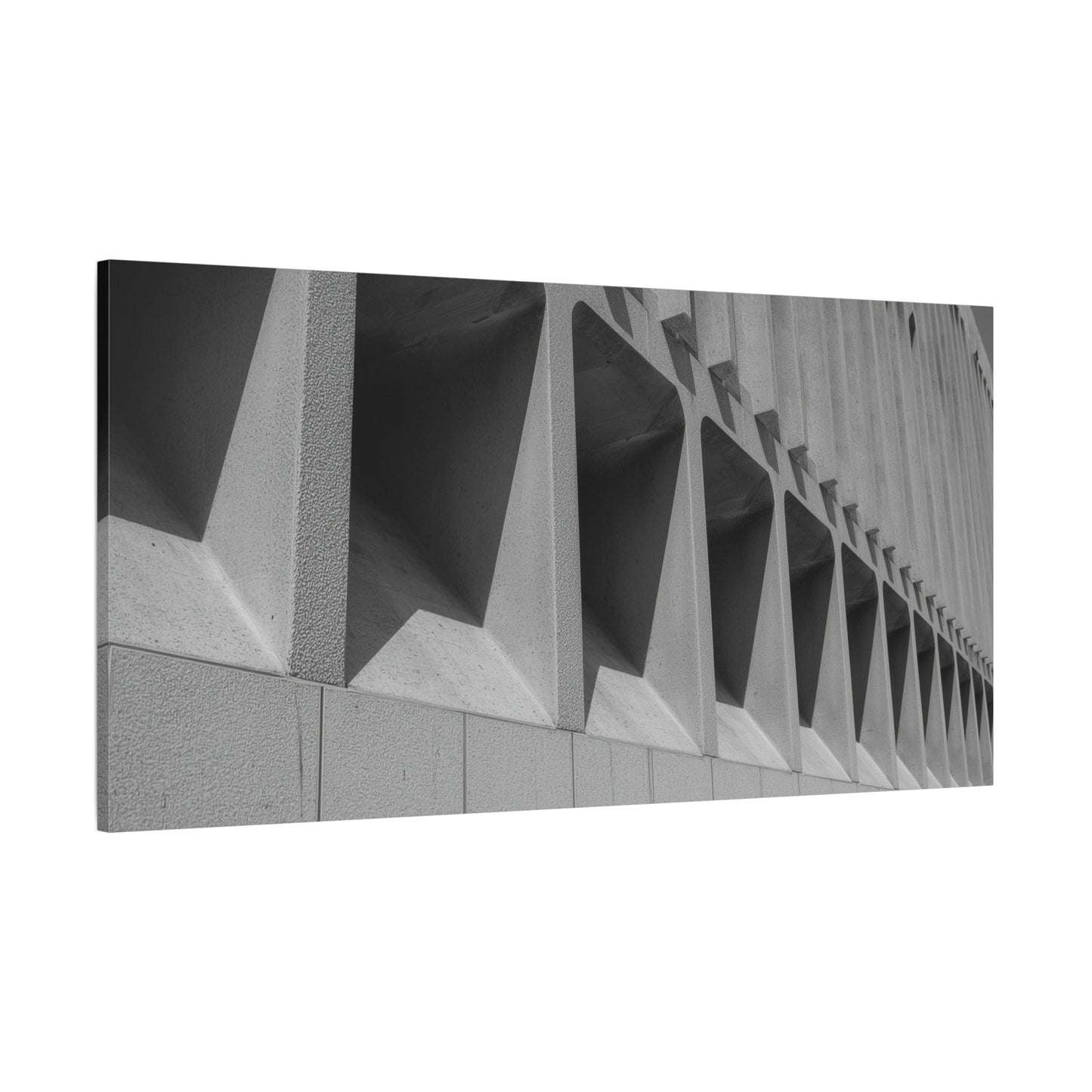 Black And White Modern Architecture Canvas Wall Art - Geometric Building Facade Art Print, Minimalist Urban Concrete Lines - Contemporary Office Wall Art, Living Room Decor - Bedroom Home Decoration