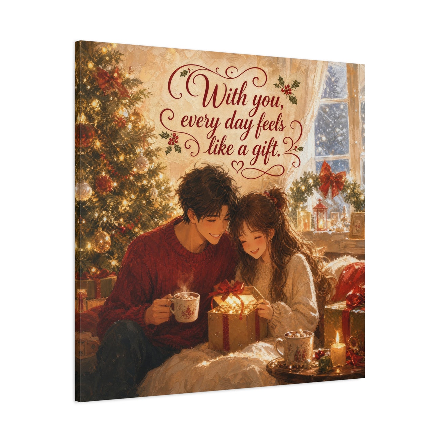 "With You" - Warm Golden Winter Decor - Traditional Quote Print For Bedroom, Living Room - Office Wall Art