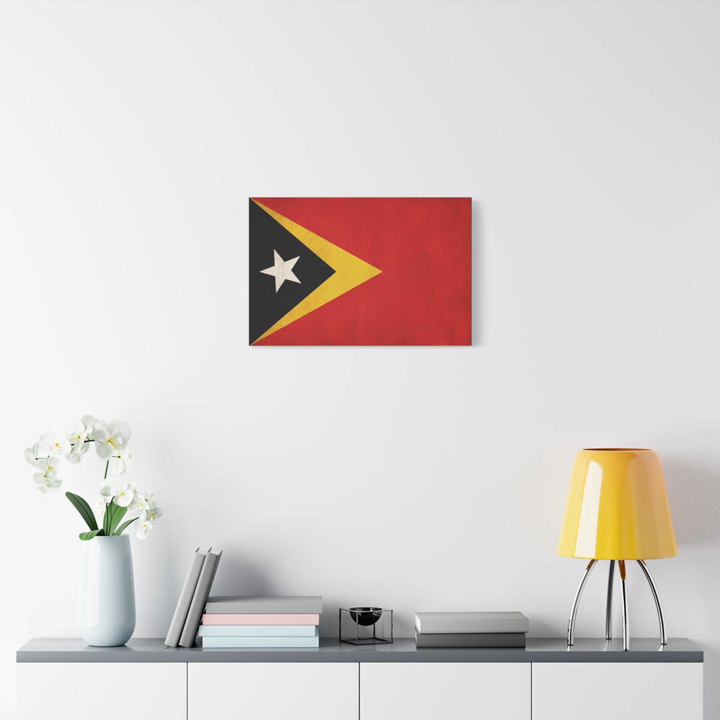 Timor-Leste Flag Canvas Wall Art - East Timor National Pride Decor, Vintage Red Black Yellow Banner Print - Patriotic Traditional Style - Living Room Wall Decor - Bedroom Home Decoration
