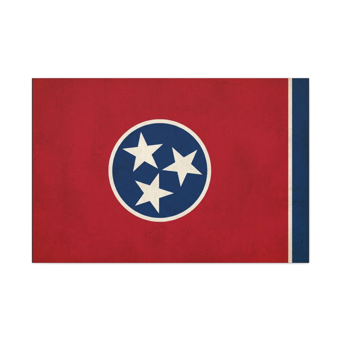 Tennessee State Flag Canvas Wall Art - Vintage Red Blue Tri Star Print - Patriotic Rustic Decor - Living Room Wall Decor, Office Accent - Bedroom Home Decoration - Bedroom Home Decoration