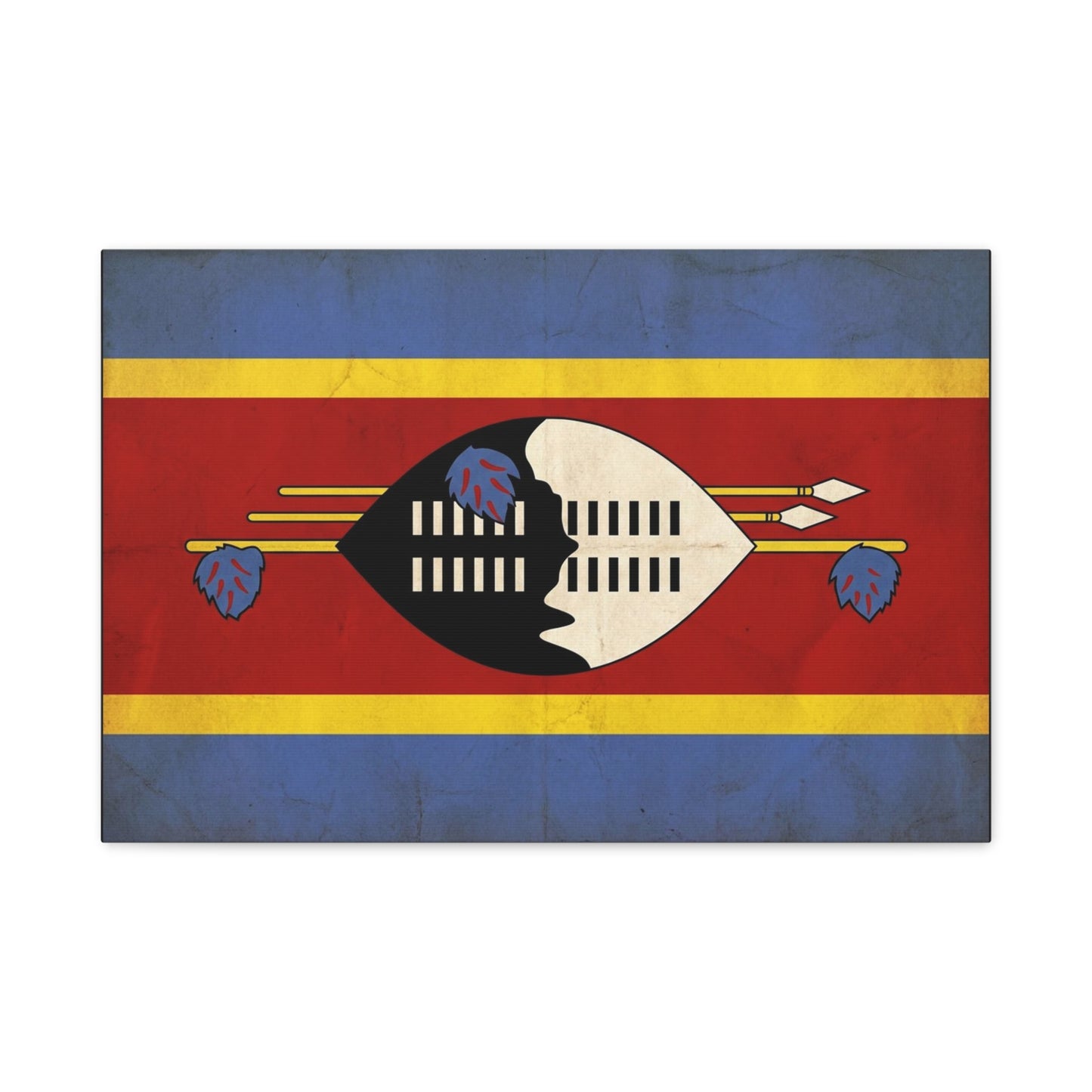 Eswatini Flag Canvas Wall Art - Swazi National Flag Print, Vintage Patriotic Home Decor - Matte Canvas Wall Hanging - Living Room Decoration, Office Accent - Bedroom Home Decoration - Ready to Hang