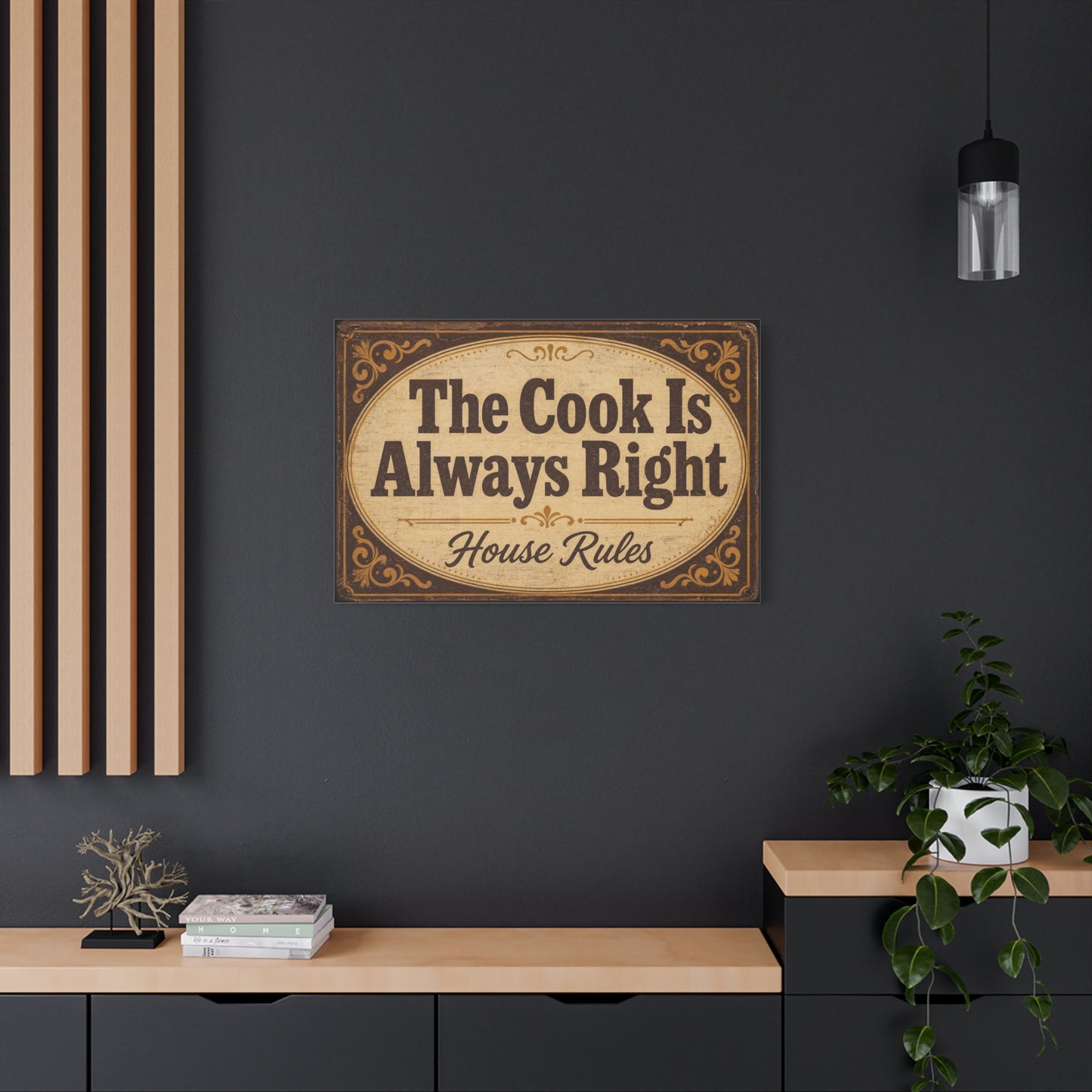 "The Cook Is Always Right" Canvas Wall Art - Vintage Kitchen Sign, House Rules Typography Print - Rustic Farmhouse Style, Dining Room Wall Decor, Kitchen Home Decoration - Bedroom Home Decoration