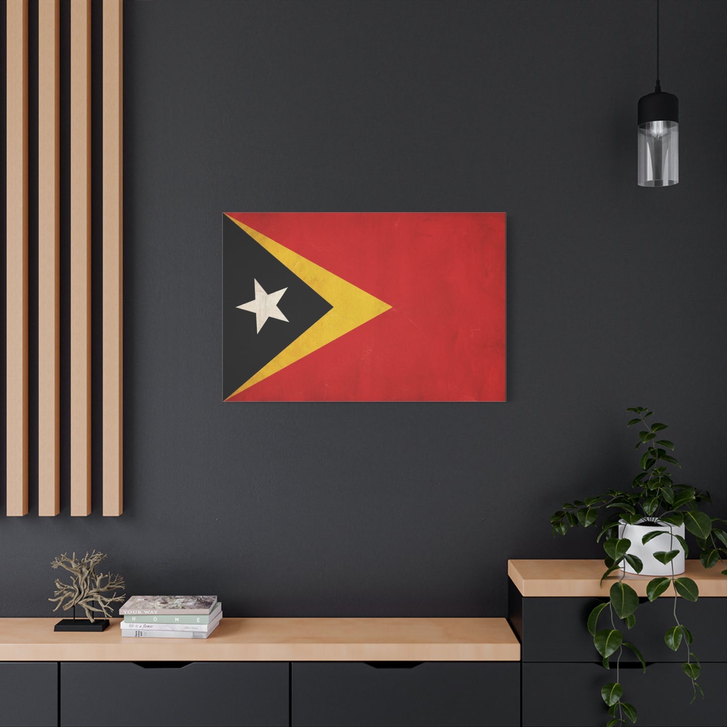 Timor-Leste Flag Canvas Wall Art - East Timor National Pride Decor, Vintage Red Black Yellow Banner Print - Patriotic Traditional Style - Living Room Wall Decor - Bedroom Home Decoration