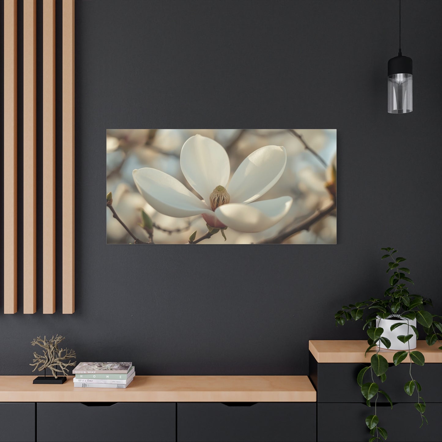 White Magnolia Flower Canvas Wall Art - Soft Botanical Art Print, Cotton Canvas Print - Traditional Style, Bedroom Wall Decor, Living Room Home Decoration, Office Art Accent - Modern Farmhouse Style