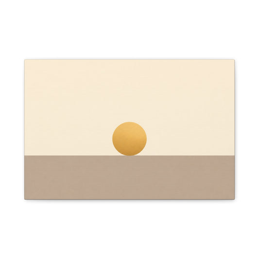 Minimalist Sun Horizon Canvas Wall Art - Abstract Geometric Desert Landscape Print - Neutral Beige And Gold - Contemporary Living Room Decor, Bedroom Home Decoration, Office Accent - Office Wall Art