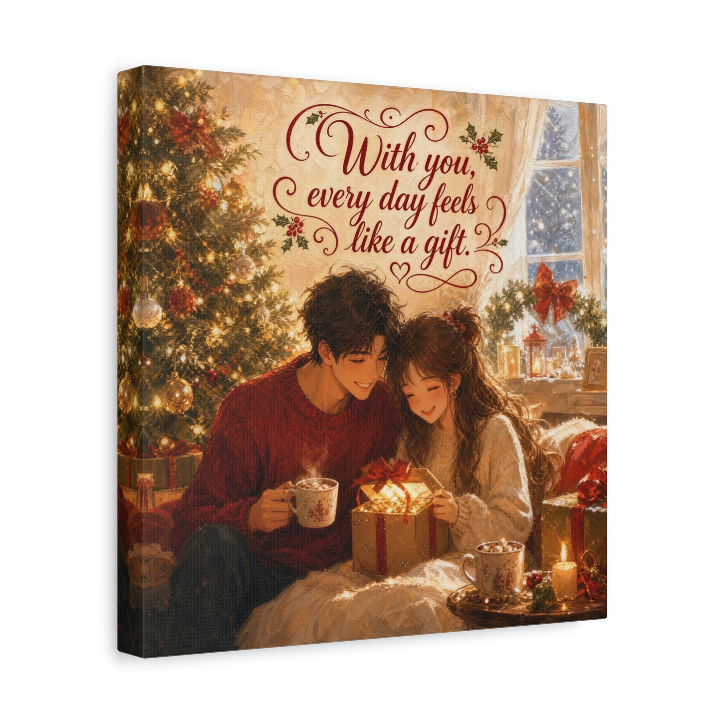 "With You" - Warm Golden Winter Decor - Traditional Quote Print For Bedroom, Living Room - Office Wall Art
