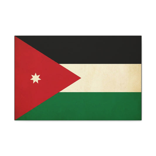 Jordan Flag Canvas Wall Art - Jordanian Pride Decor, Vintage National Banner Print, Matte Cotton Artwork, Living Room Wall Decor, Bedroom Home Decoration, Office Art Accent - Bedroom Home Decoration