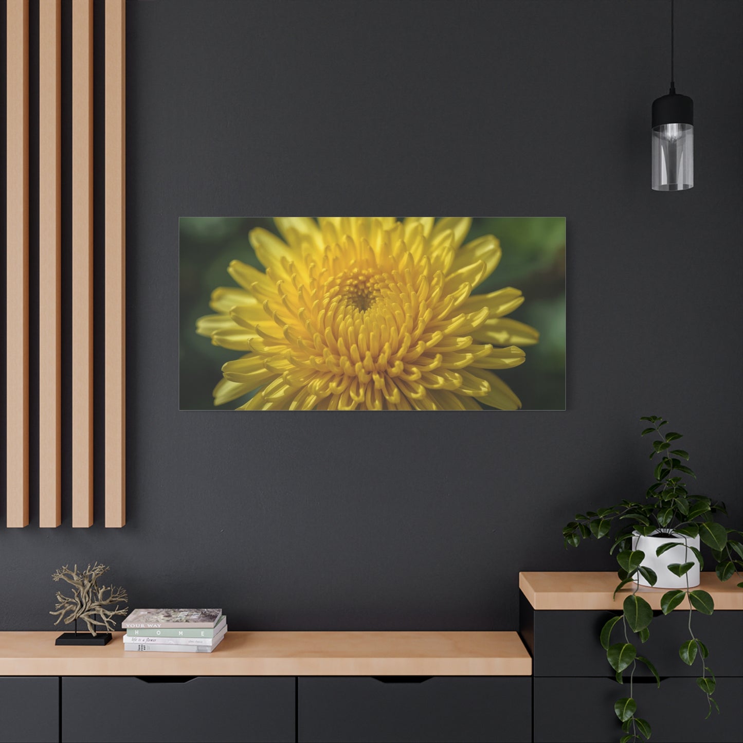 Yellow Chrysanthemum Canvas Wall Art - Floral Macro Art Print, Botanical Canvas Print - Modern Matte Decor, Bedroom Wall Accent, Living Room Home Decoration Office Art - Bedroom Home Decoration