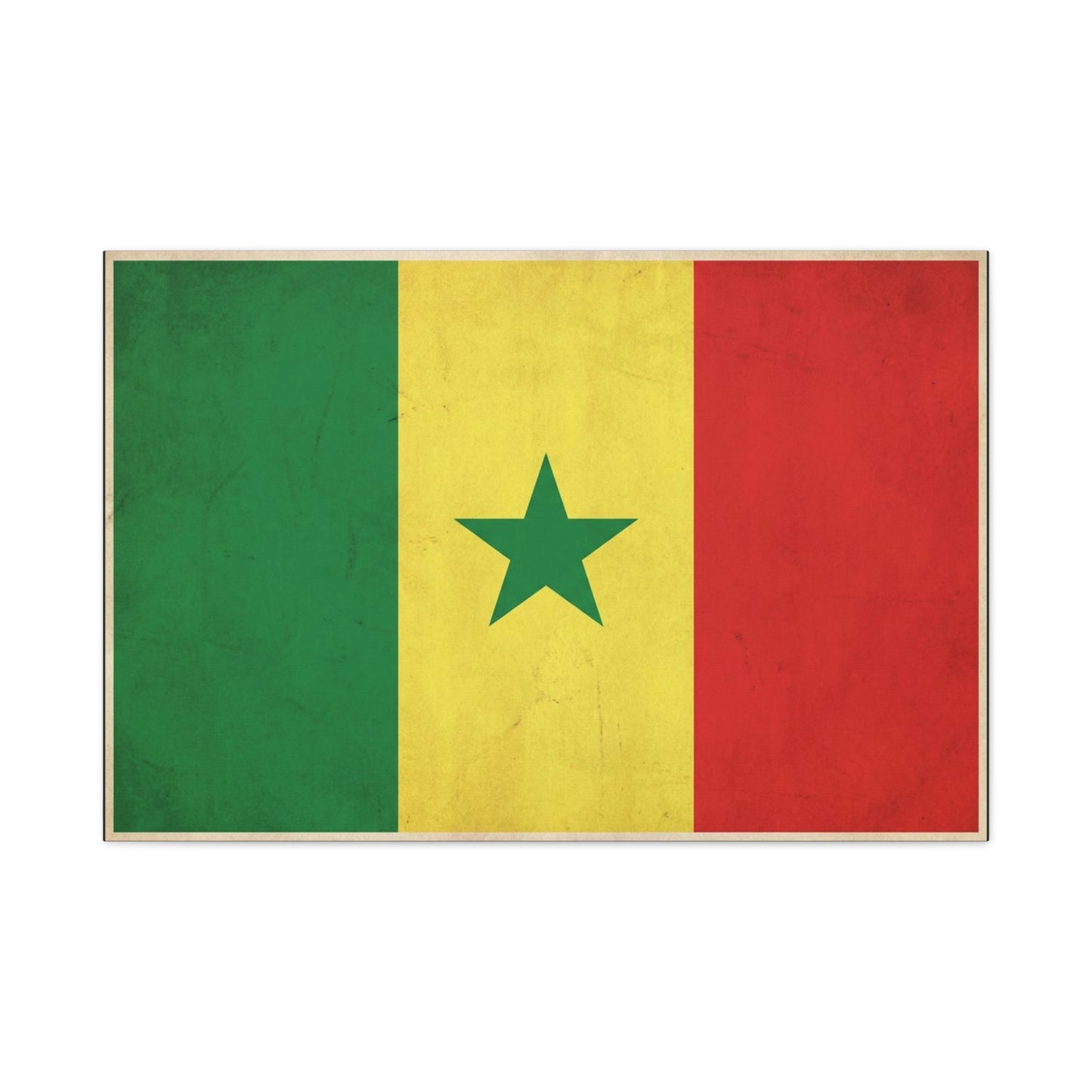Senegal Flag Canvas Wall Art - Vintage National Pride Decor, Green Yellow Red Star Print - Cultural Heritage Style, Living Room Wall Decor, Bedroom Home Decoration - Ready to Hang - Ready to Hang