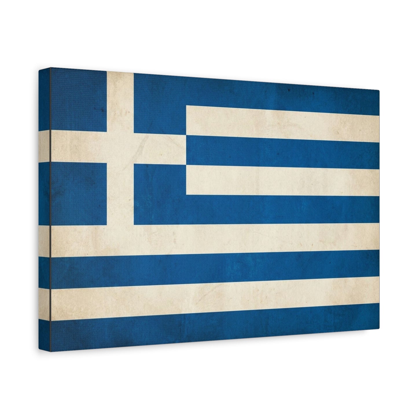 Greek Flag Canvas Wall Art - Vintage Greece National Banner Print, Blue And White Hellenic Stripe Design - Rustic Patriotic Decor - Living Room Wall Decor - Bedroom Home Decoration - Ready to Hang