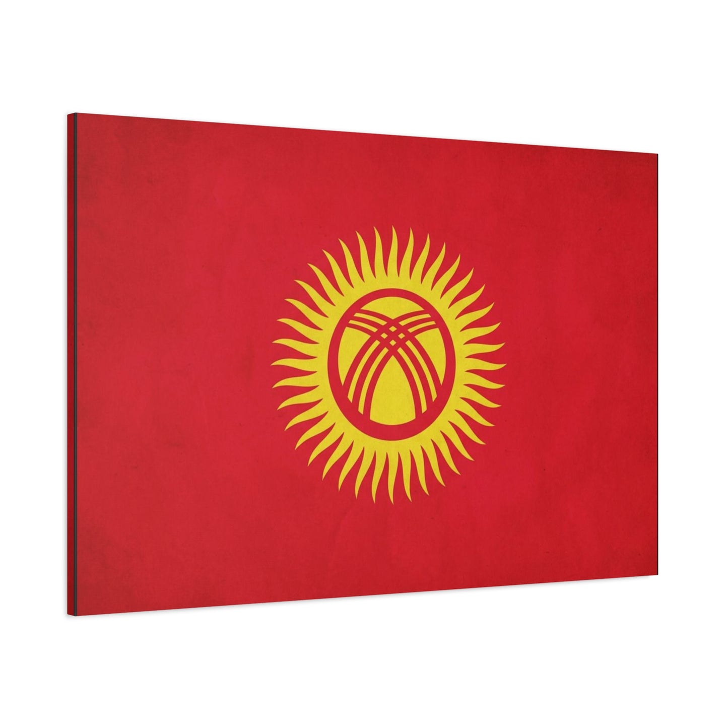 Kyrgyzstan Flag Canvas Wall Art - Red Sun Tunduk Emblem Print Picture - Minimalist Patriotic Wall Decor, Modern Home Decoration, Living Room Accent, Office Art - Bedroom Home Decoration