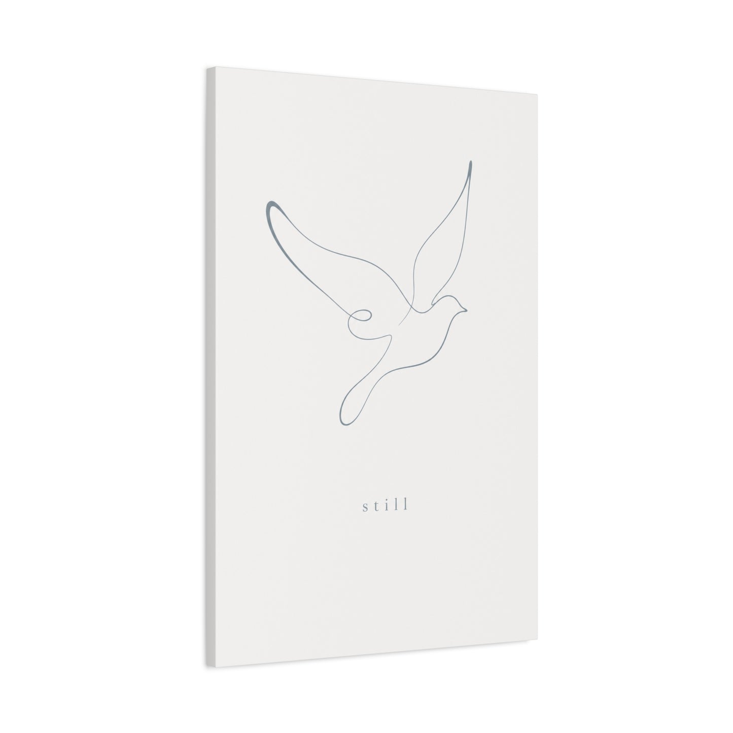 "Still" Dove Canvas Wall Art - Minimalist Line Drawing Bird Print, Calm Neutral Typography Decor - Modern Bedroom Home Decoration, Meditation Space Accent, Living Room Wall Decor - Ready to Hang