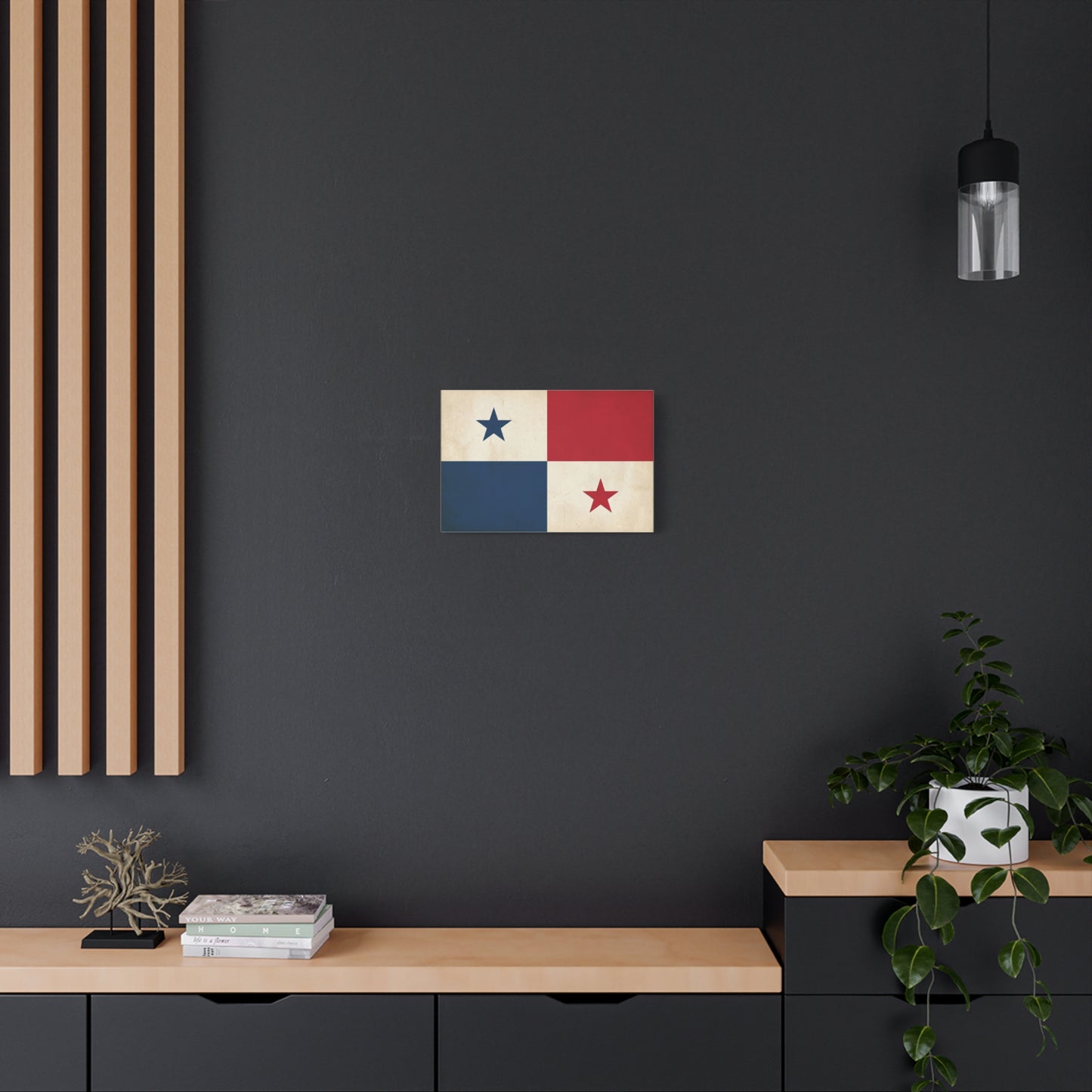 Panama Flag Canvas Wall Art - Vintage Republic Banner Print, Patriotic Red White Blue Star Design - Traditional Style Wall Decor - Living Room Home Decoration, Office Accent - Bedroom Home Decoration