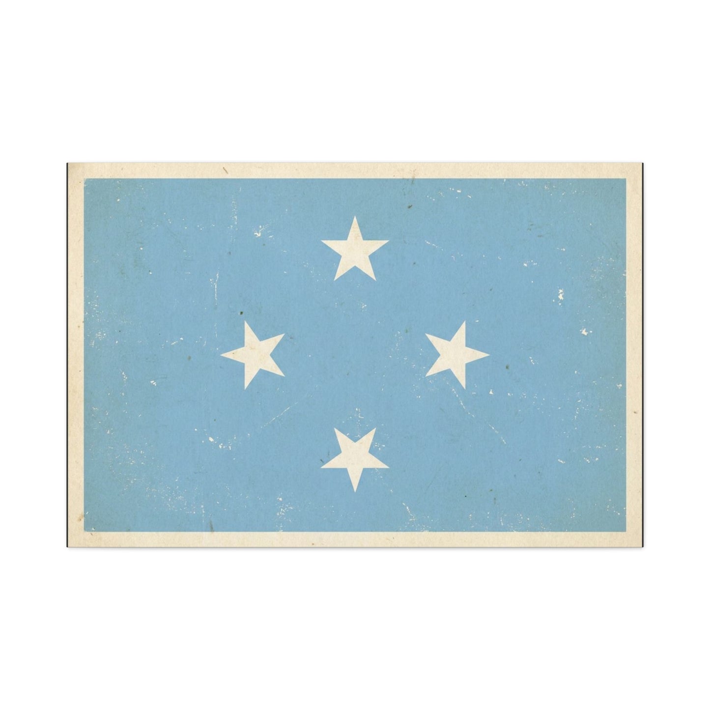 Micronesia Flag Canvas Wall Art - Vintage Blue Four White Stars Print - Distressed Patriotic Island Decor - Coastal Style Living Room Wall Decor, Bedroom Home Decoration - Bedroom Home Decoration