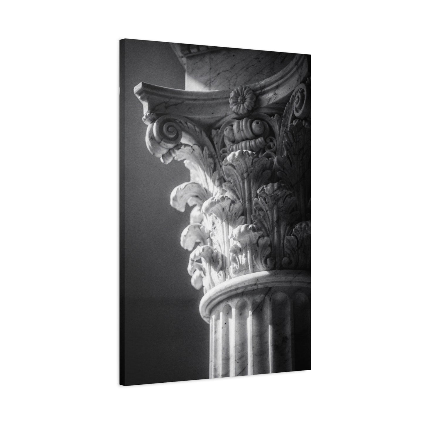 Corinthian Column Canvas Wall Art - Black And White Architectural Art Print, Matte Cotton Decor - Traditional Classical Style - Living Room Wall Decor, Office Art - Bedroom Home Decoration