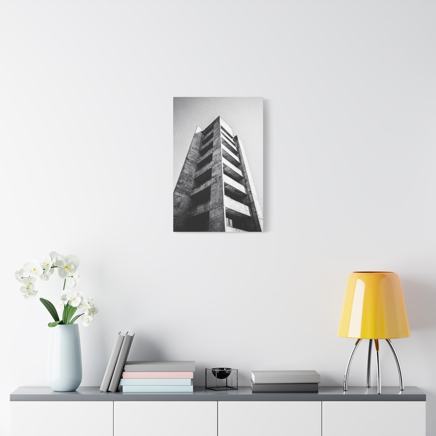 Black And White Brutalist Building Canvas Wall Art - Minimalist Architectural Art Print, Concrete Tower Wall Decor - Contemporary Modern Office Art, Living Room Decoration - Bedroom Home Decoration