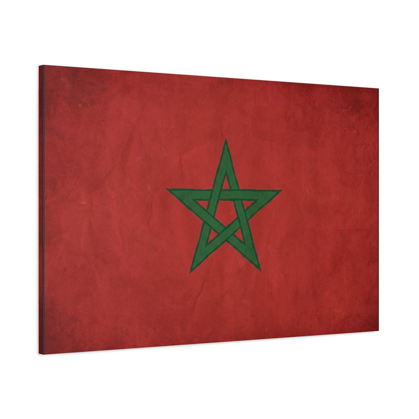 Morocco Flag Canvas Wall Art - Moroccan Red Green Pentagram Print, Vintage Textured National Decor - Modern Cultural Style - Living Room Wall Decor, Bedroom Home Decoration - Bedroom Home Decoration