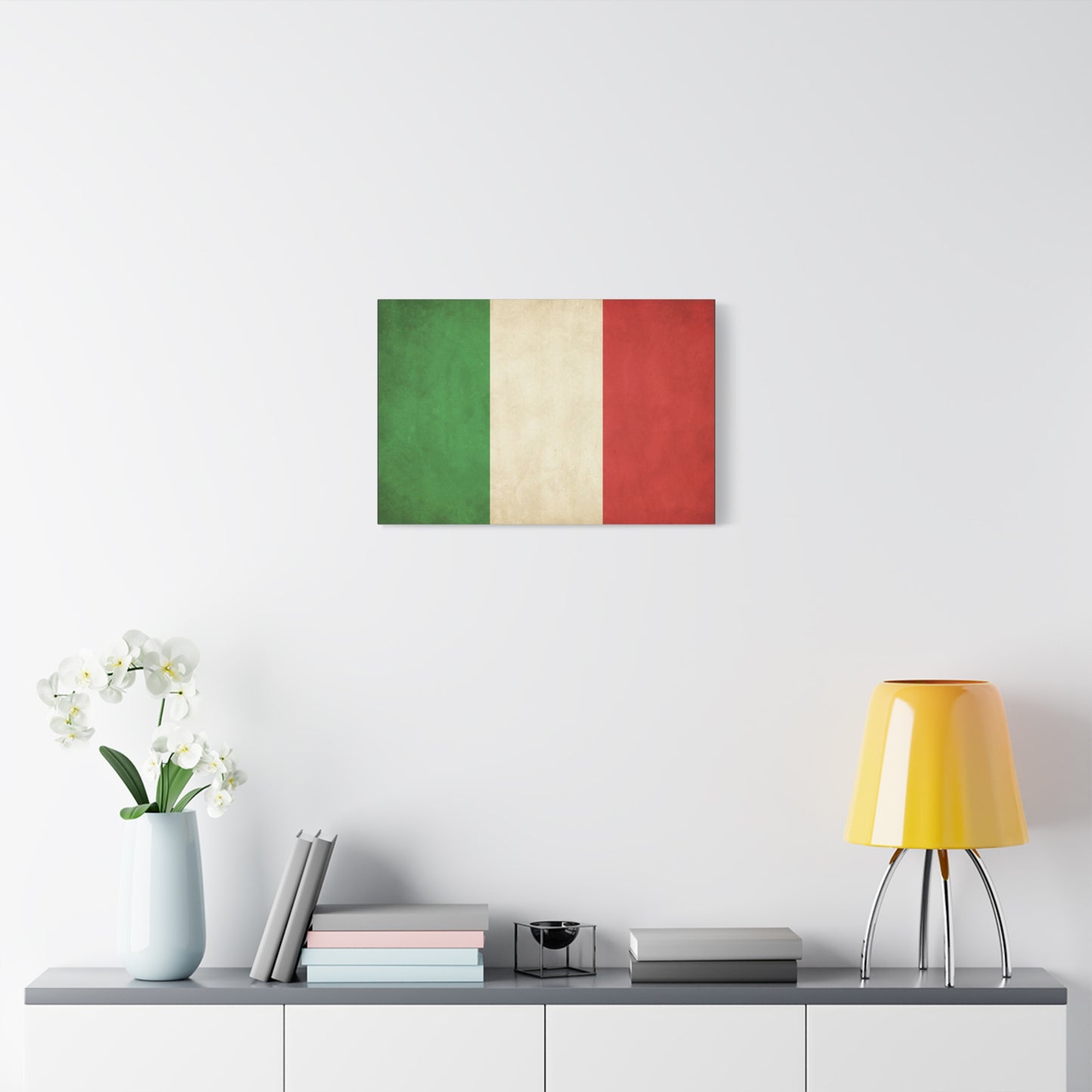 Italian Flag Canvas Wall Art - Vintage Tricolor National Prints, Rustic Textured Artwork - Matte Cotton Decor - Living Room Wall Decor, Office Art, Dorm Accent For Heritage Lovers - Ready to Hang