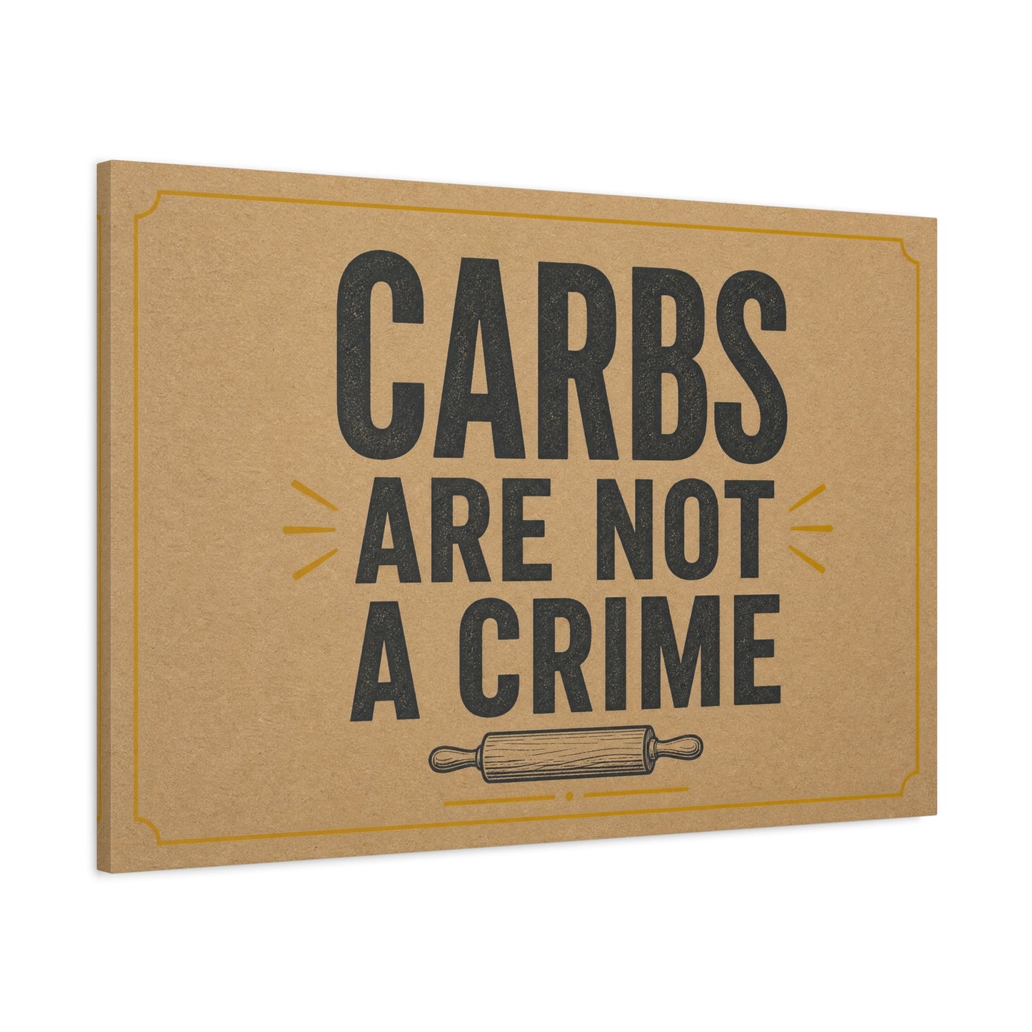 "Carbs Are Not A Crime" Funny Kitchen Canvas Wall Art - Rustic Typography Quote Print, Farmhouse Food Humor Decor - Dining Room Home Decoration - Living Room Wall Decor - Bedroom Home Decoration