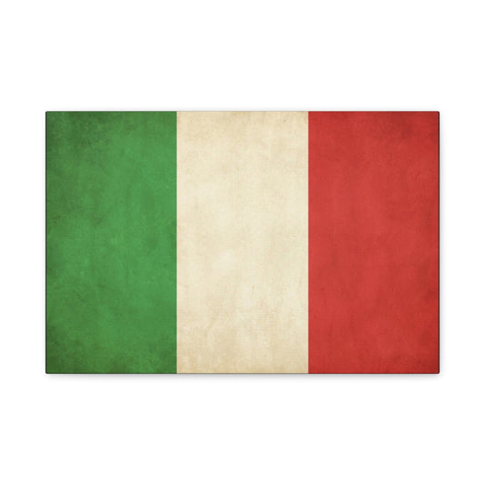 Italian Flag Canvas Wall Art - Vintage Tricolor National Prints, Rustic Textured Artwork - Matte Cotton Decor - Living Room Wall Decor, Office Art, Dorm Accent For Heritage Lovers - Ready to Hang