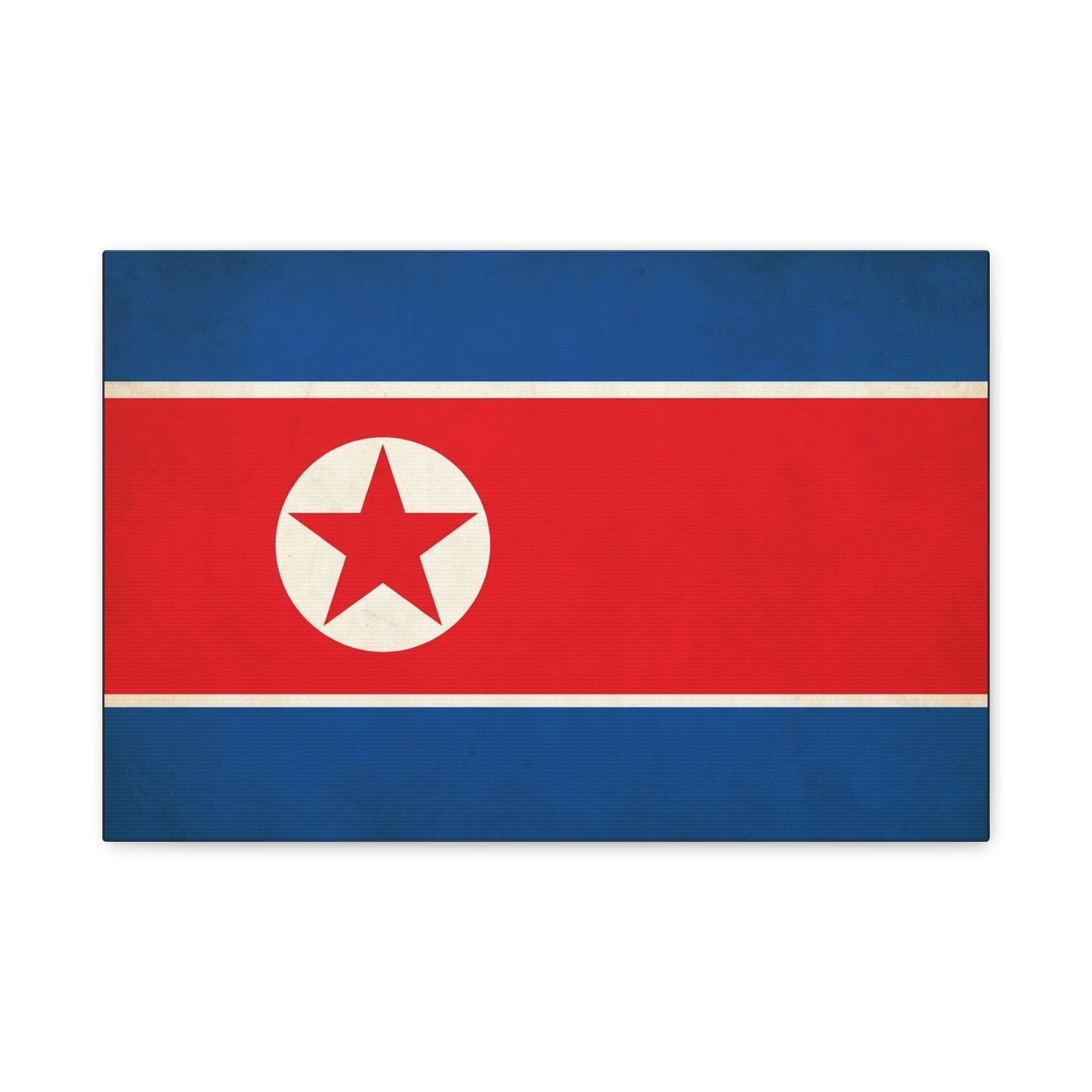 North Korea Flag Canvas Wall Art - Korean Flag Print, Patriotic Red Blue Star Design - Vintage Style Wall Decor - Living Room Home Decoration - Bedroom Home Decoration - Modern Farmhouse Style