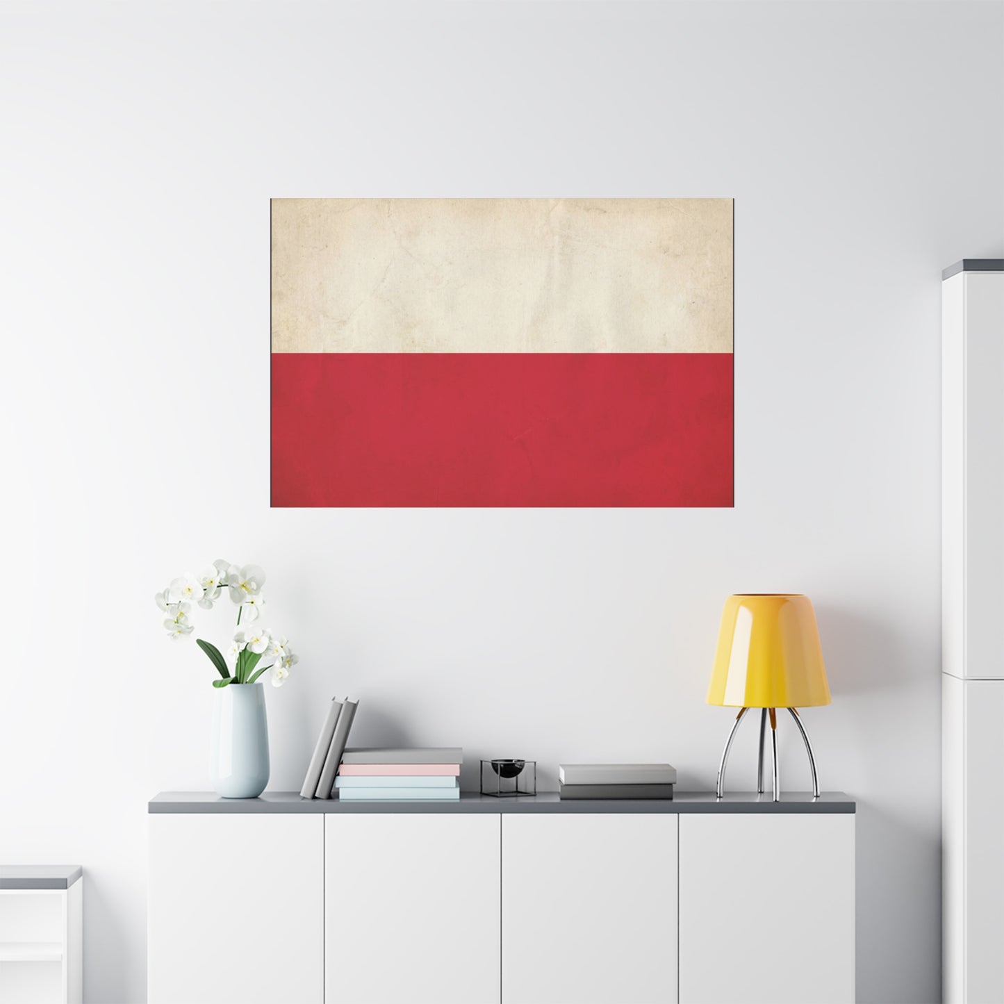 Poland Flag Canvas Wall Art - Vintage Red And White Polish Banner Print - Minimalist Patriotic Decor - Living Room Wall Decor, Bedroom Home Decoration - Bedroom Home Decoration - Cozy Reading Nook Art