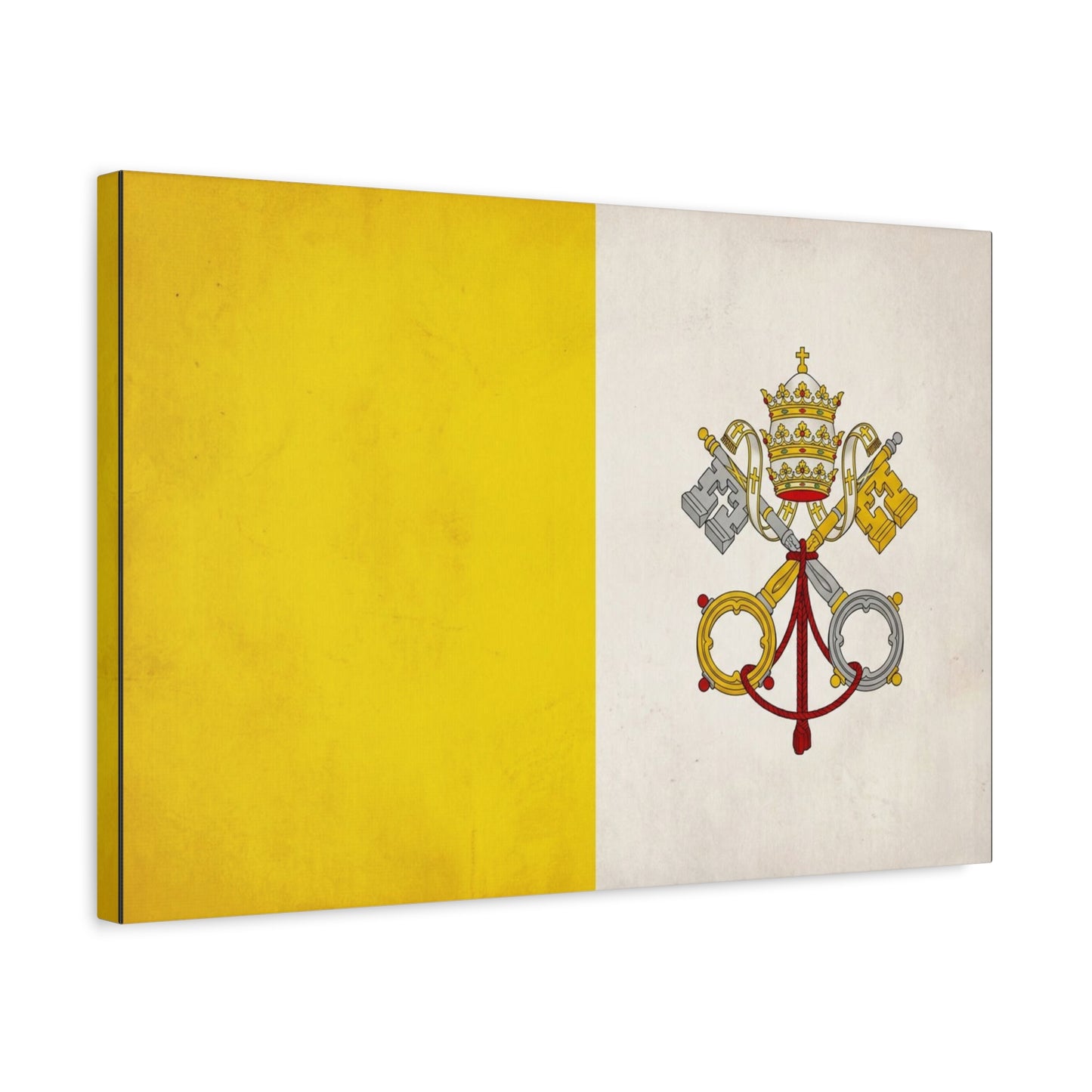 Vatican Flag Canvas Wall Art - Papal Keys And Tiara Catholic Wall Decor - Yellow White Heraldic Print - Traditional Religious Style - Bedroom Home Decoration - Bedroom Home Decoration - Ready to Hang