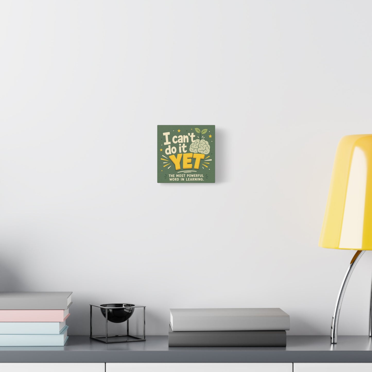 "I Can't Do It Yet" Motivational Canvas Wall Art - Growth Mindset Quote Print, Classroom Decor, Green Typography Poster, Teacher Office Wall Decor, Kids Study Room Decoration - Bedroom Home Decoration