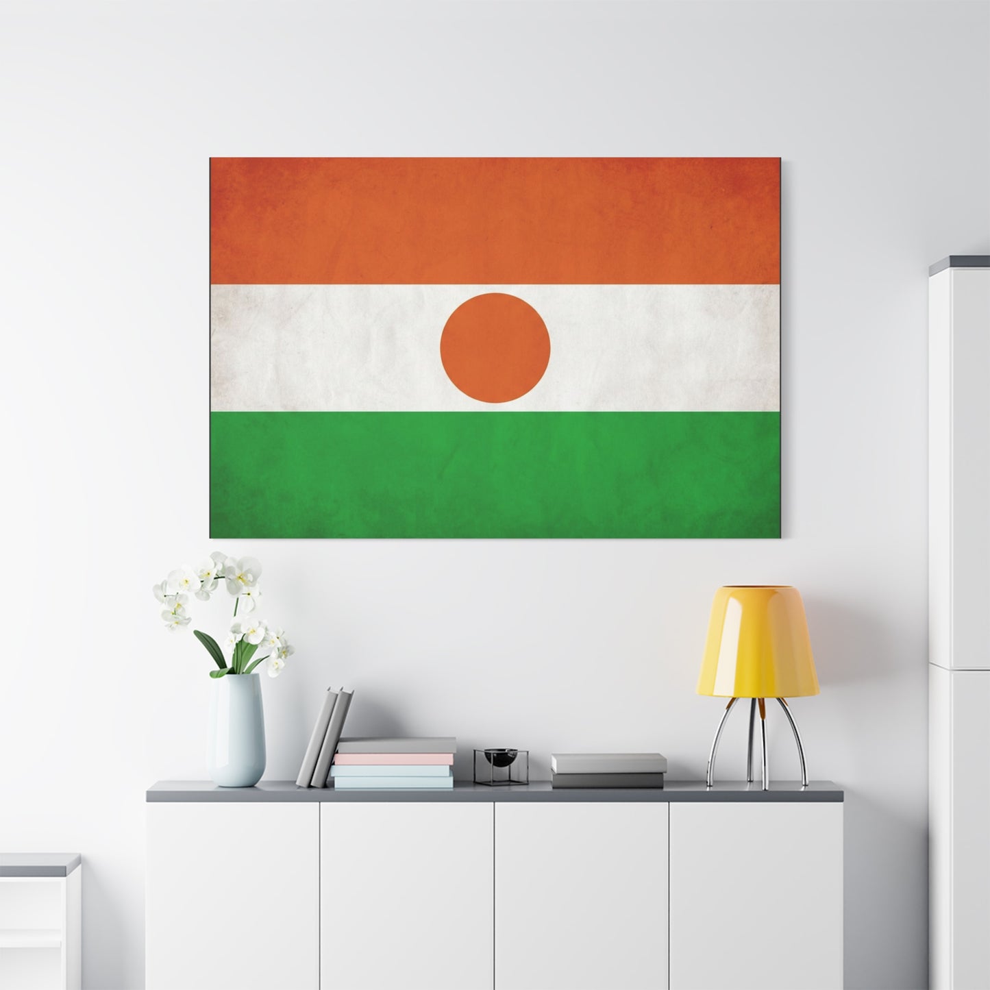Niger Flag Canvas Wall Art - Orange White Green Tricolor With Central Sun Disc - Minimalist Patriotic Print - Living Room Wall Decor