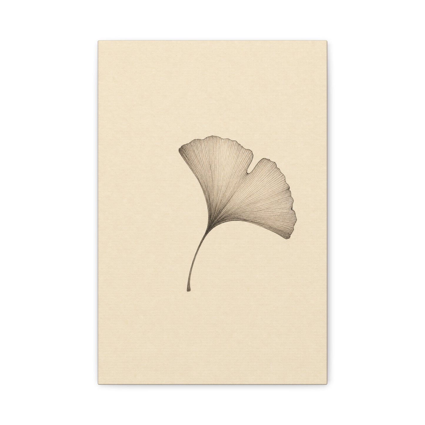 Ginkgo Leaf Canvas Wall Art - Minimalist Botanical Line Drawing, Neutral Beige Cotton Art Print - Contemporary Zen Style - Bedroom Wall Decor, Living Room Home Decoration - Bedroom Home Decoration
