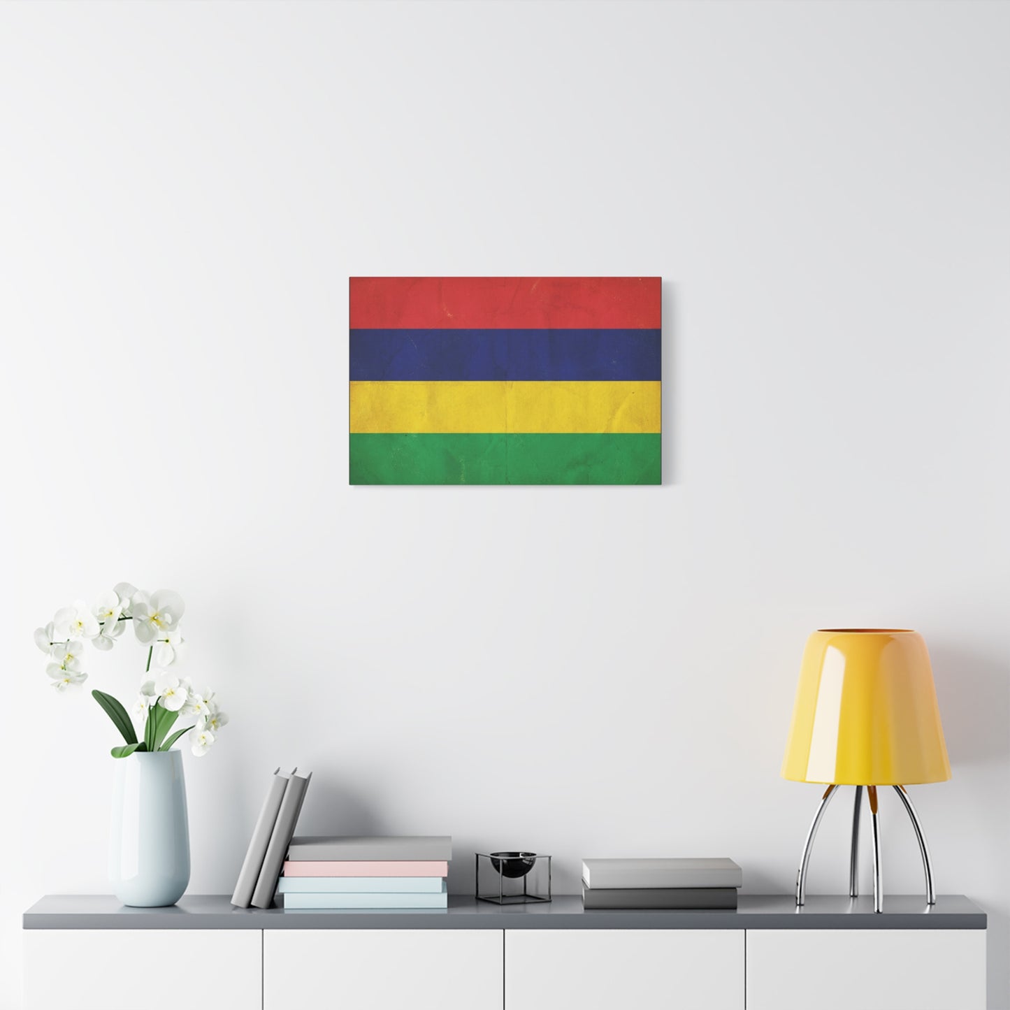 Mauritius Flag Canvas Wall Art - Vintage Country Pride Decor, Colorful Tricolor Banner Print - Traditional Style, Living Room Wall Decor, Bedroom Home Decoration - Ready to Hang - Ready to Hang