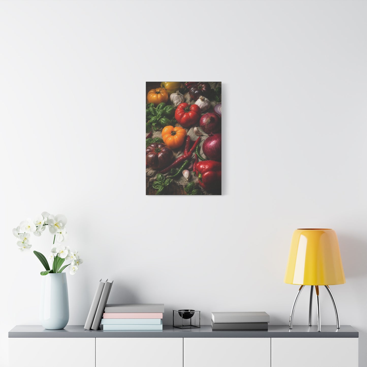 Heirloom Tomato Still Life Canvas Wall Art - Rustic Kitchen Produce Art Print - Matte Cotton Canvas - Traditional Food Wall Decor, Dining Room Accent, Farmhouse Interior Style - Ready to Hang