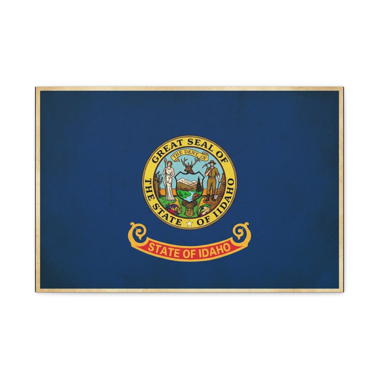 "Great Seal Of The State Of Idaho" Idaho Flag Canvas Wall Art - Blue State Pride Decor, Vintage Government Emblem Print - Traditional Patriotic Style - Living Room Office Wall Decor - Ready to Hang