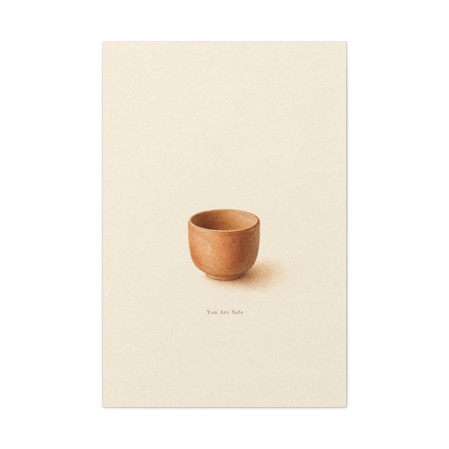 "You Are Safe" Minimalist Pottery Canvas Wall Art - Neutral Still Life Print, Contemporary Beige Brown Decor - Bedroom Meditation Space Accent - Office Wall Art - Bedroom Home Decoration
