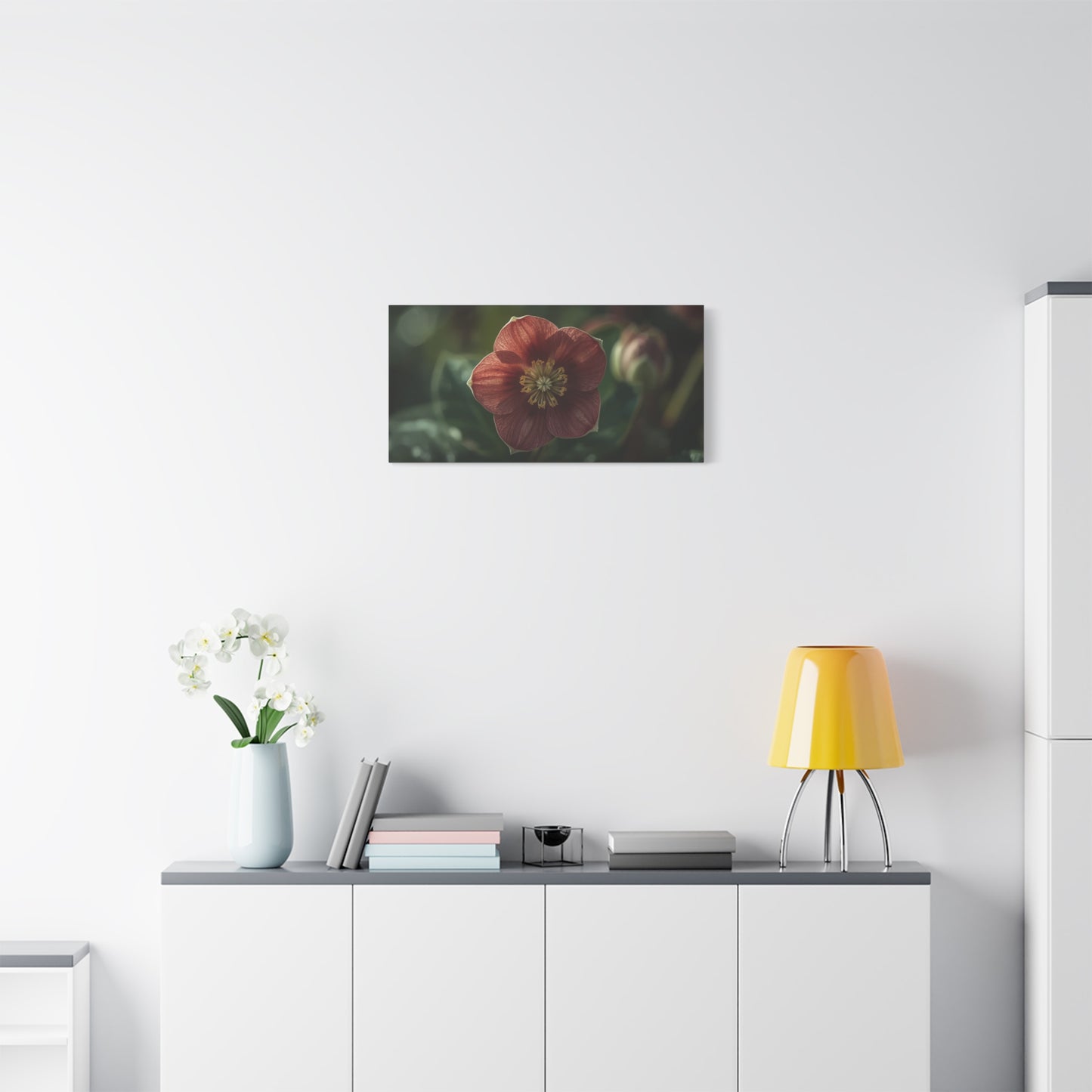 Hellebore Flower Canvas Wall Art - Botanical Floral Art Print, Moody Matte Canvas Print - Traditional Style, Bedroom Wall Decor, Living Room Home Decoration, Office Art - Bedroom Home Decoration