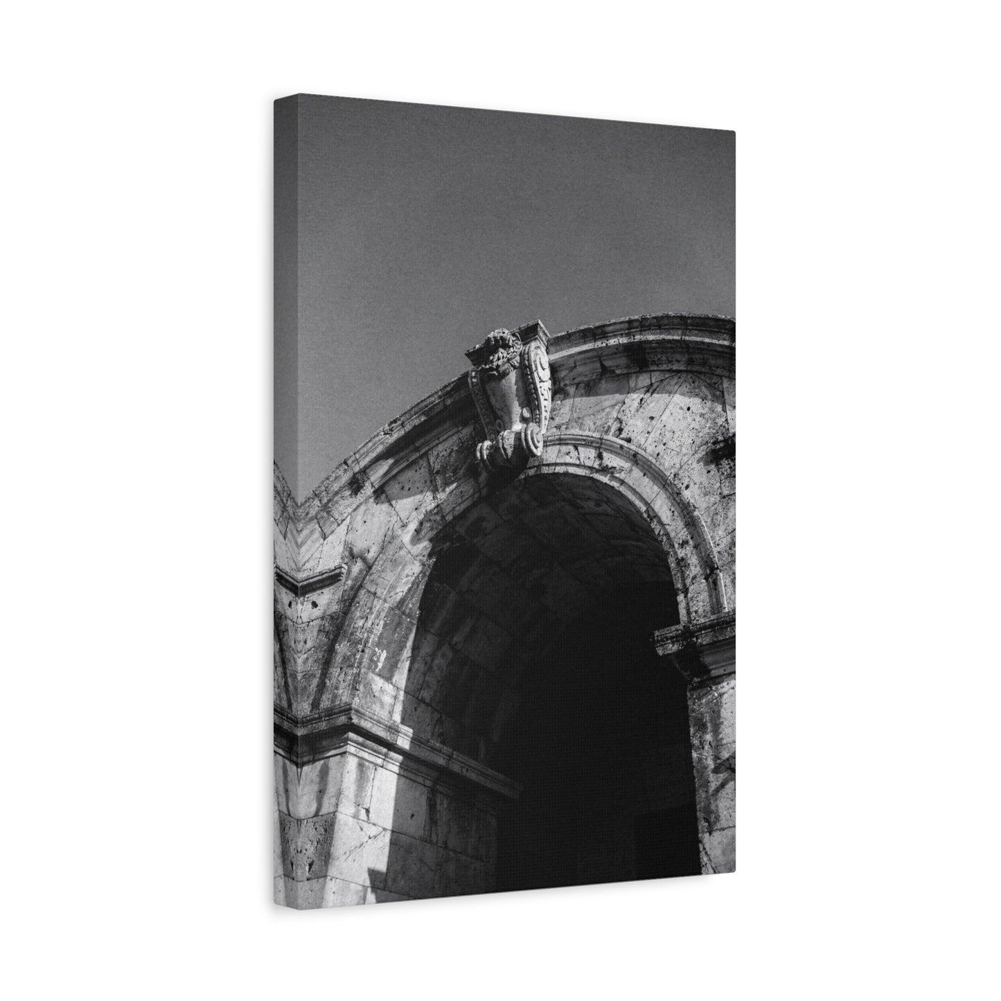 Black And White Architectural Arch Canvas Wall Art - Stone Facade Art Print, Minimalist Historic Structure Decor - Contemporary Living Room Wall Decor, Bedroom Home Accent - Ready to Hang