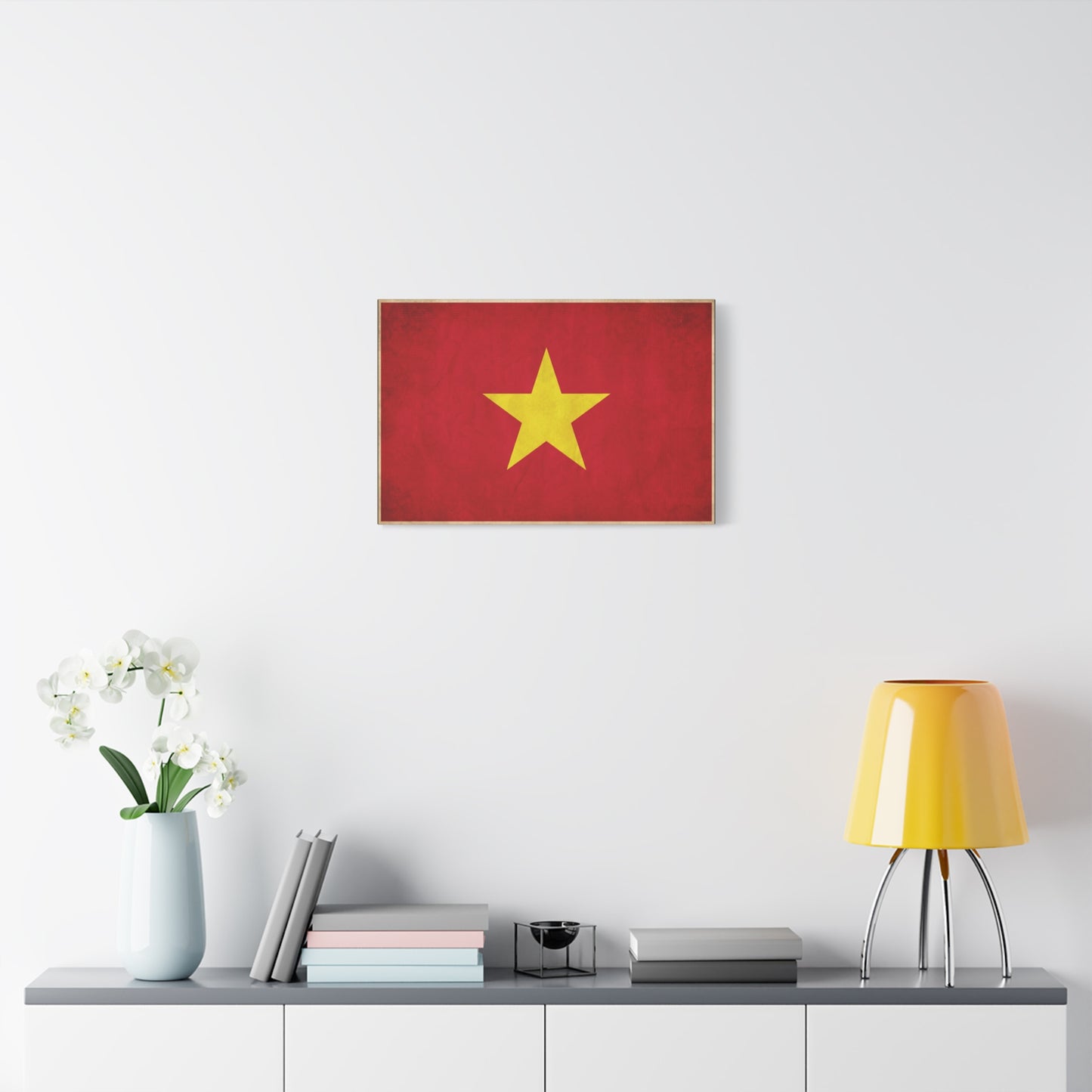 Vietnam Flag Canvas Wall Art - Red Field With Yellow Star Country Pride Decor - Vintage Style Cotton Print - Living Room Wall Decor, Bedroom Home Decoration, Office Art - Bedroom Home Decoration