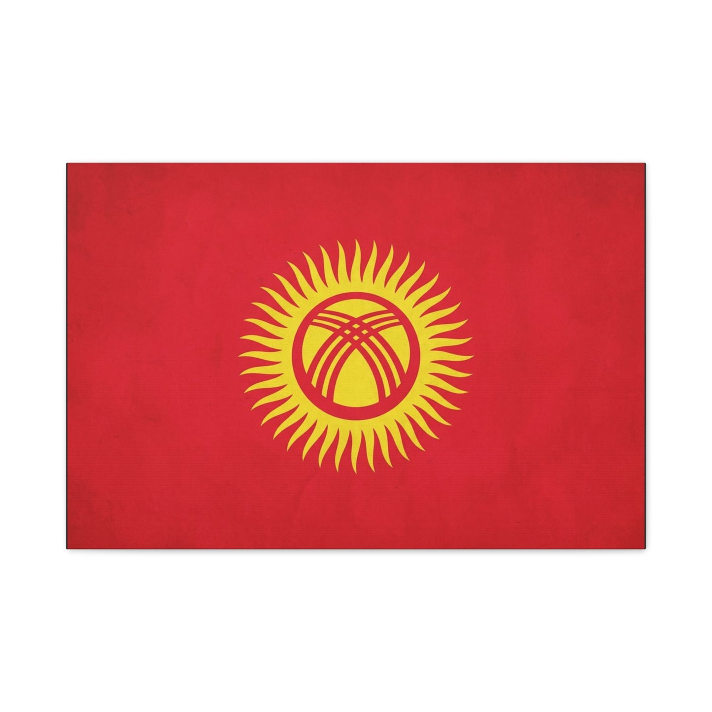 Kyrgyzstan Flag Canvas Wall Art - Red Sun Tunduk Emblem Print Picture - Minimalist Patriotic Wall Decor, Modern Home Decoration, Living Room Accent, Office Art - Bedroom Home Decoration