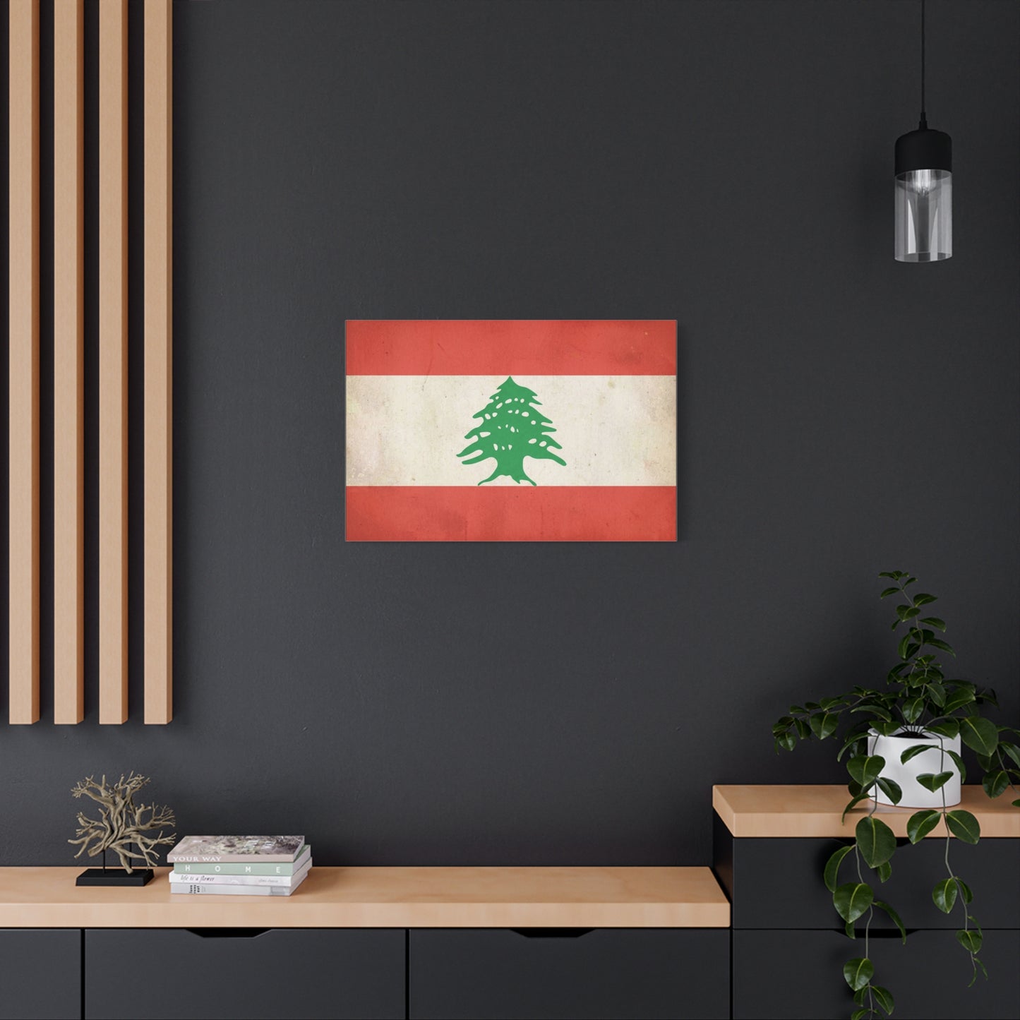 Lebanon Flag Canvas Wall Art - Vintage Cedar Tree Patriotic Print, Distressed Red White Green Artwork - Traditional Style, Living Room Wall Decor, Bedroom Home Decoration - Bedroom Home Decoration