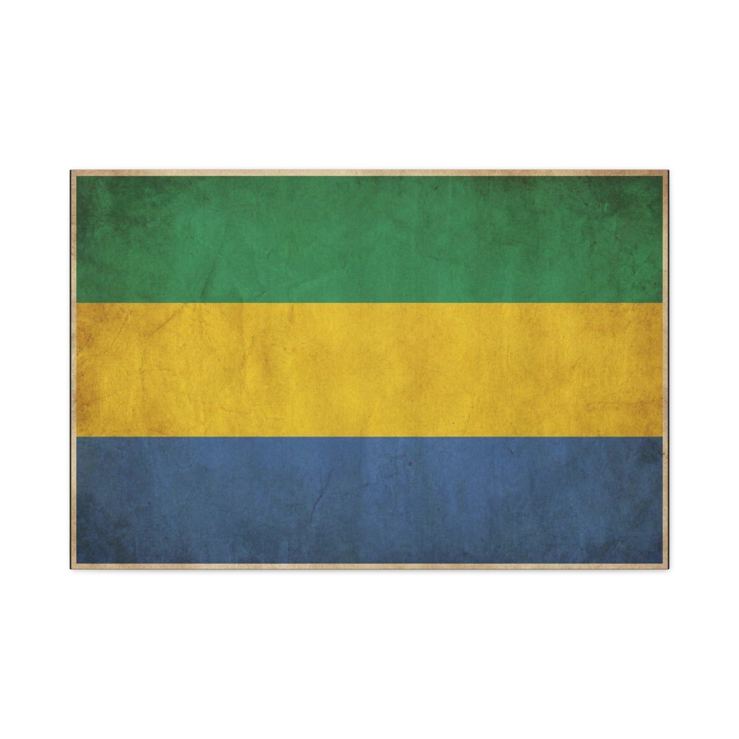 Gabon Flag Canvas Wall Art - Vintage Green Yellow Blue Country Print - Rustic Textured National Pride Decor - Living Room Wall Decor, Bedroom Home Decoration, Dorm Accent - Bedroom Home Decoration