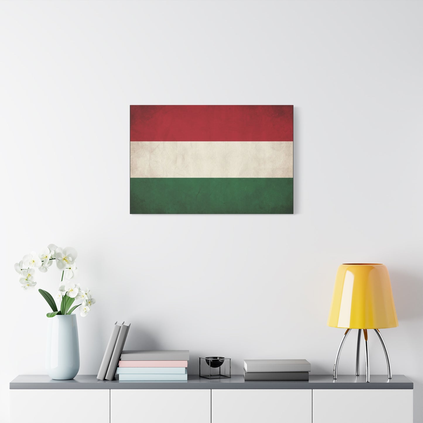 Hungary Flag Canvas Wall Art - Vintage Hungarian Tricolor Print, Distressed Red White Green Design - Patriotic Traditional Style - Living Room Wall Decor, Office Art Accent - Bedroom Home Decoration