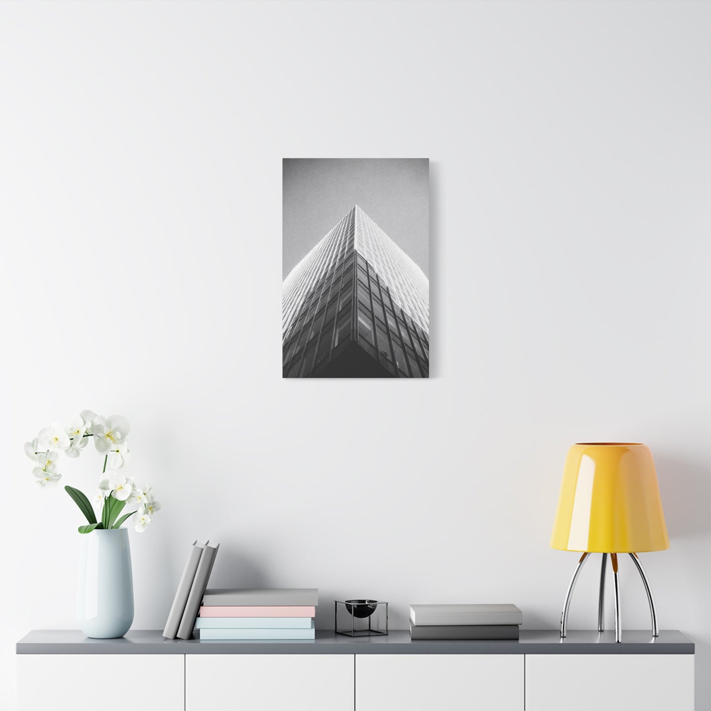 Black And White Skyscraper Canvas Wall Art - Modern Architectural Art Print, Minimalist Cityscape Decor, Contemporary Office Wall Art, Lobby Accent, Living Room Decoration - Ready to Hang
