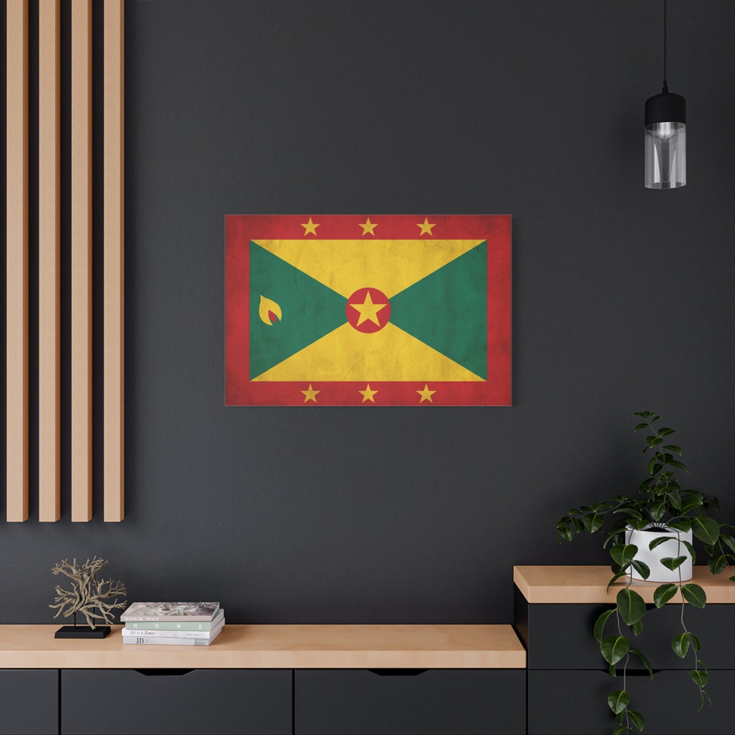 Grenada Flag Canvas Wall Art - Vintage Caribbean Nation Print, Rustic Patriotic Home Accent, Cultural Heritage Artwork, Living Room Decoration, Office Display - Office Wall Art - Ready to Hang