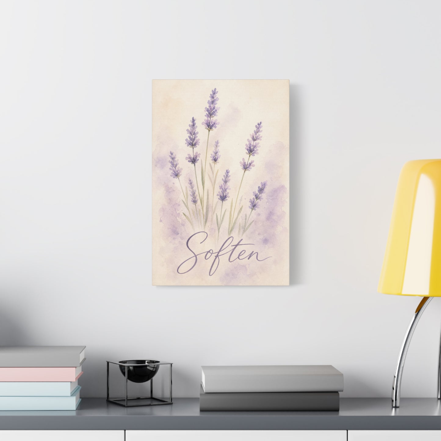 "Soften" Lavender Watercolor Canvas Wall Art - Botanical Floral Purple Wall Decor - Soft Pastel Home Decoration - Bedroom Bathroom Accent - Bedroom Home Decoration - Modern Farmhouse Style